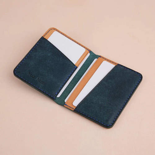 Minimalist Navy Pueblo Leather Dualfold Wallet
