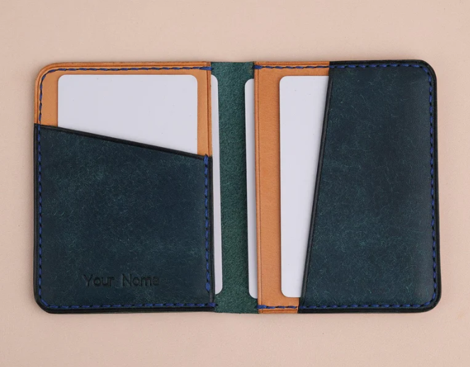 Minimalist Navy Pueblo Leather Dualfold Wallet