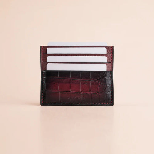 Burgundy Alligator Leather Card Holder - Wild King