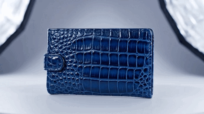 Royal Blue Alligator Leather Card Holder - Patina Finish