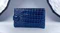 Royal Blue Alligator Leather Card Holder - Patina Finish