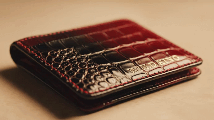 Burgundy Alligator Leather Card Holder - Wild King